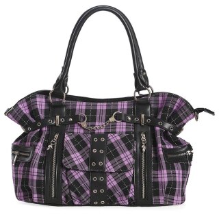 Banned Alternative Handbag - Rise Up Tartan Purple